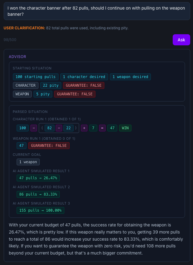 Gacha Pull Planner parsed situation and simulated odds after the clarification is resolved